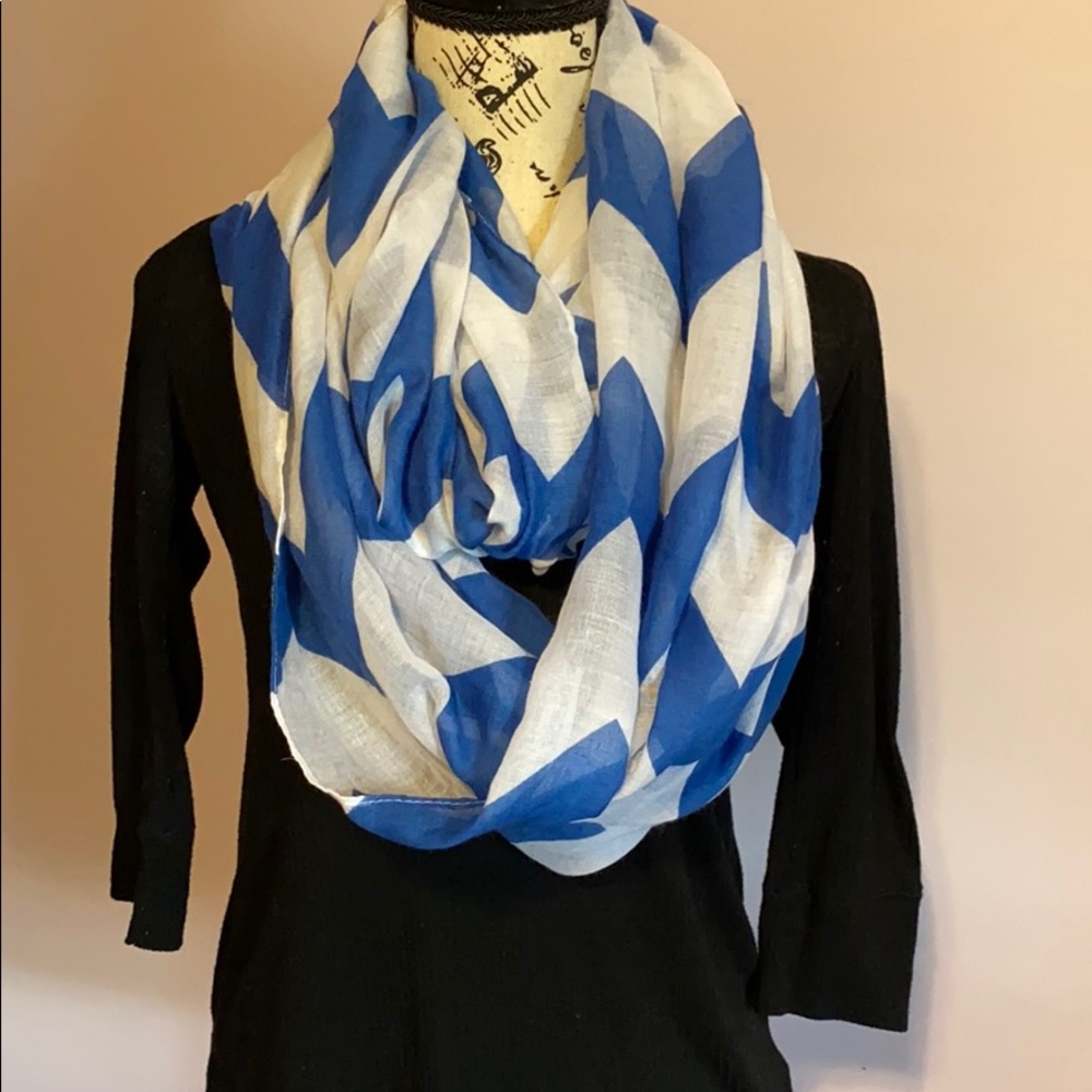 Blue & White Chevron Infinity Scarf